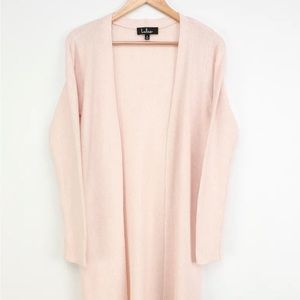 Light pink ribbed knit cardigan